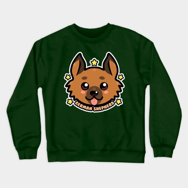 KAWAII Chibi German Shepherd Dog Face Crewneck Sweatshirt by TechraNova